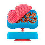 4-in-1 Slow Feeder Dog Bowl - Blue Bowl and Warm Ocean Red Lickmat V1023-SF-4IN1-BL