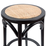 Aster 3pc Round Bar Stools Dining Stool Chair Solid Birch Wood Rattan Seat Black V315-VOD-CAFE-23-3PC-KIT