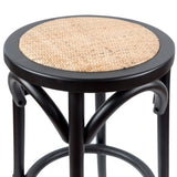 Aster 4pc Round Bar Stools Dining Stool Chair Solid Birch Wood Rattan Seat Black V315-VOD-CAFE-23-4PC-KIT