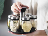 Spice Organizer 360&deg Rotatable With 6 Spice Jars Glass Jars 6 Spice Jars on Rack V1188-MS101-01883-1
