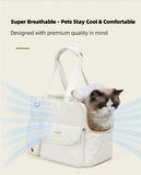 White cat carrier bag, cat transportation, quilted cat carrier, cat travel, pet care, cat supplies, V1106-135-BLA-22778