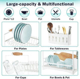 CARLA HOME 2-Tier Large Dish Drying Rack with Drainboard, Utensil Holder, Glass Hooks & Cutlery LSB-36212