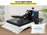 Heat Press 15X15 Inch Heat Press Industrial Quality Power T Shirt Heat Press Sublimation V952-DBTHJ15X15RZYTHJ1V3
