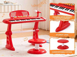 Keezi Kids Piano Keyboard 37 Keys Electronic Musical Instrument Set w/ Stool Microphone KPK-37-RD