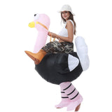 Pink Ride On Ostrich Cartoon Costumes Air Model Inflatable Costume Funny Dress Up Props Halloween V1263-JX-7914