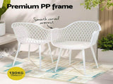 Gardeon 5PCS Outdoor Dining Set Table and Chairs Patio Furniture Garden Diamond White ODF-DIN-5STFD-130-WH