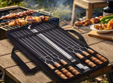 Upgraded Stainless Steel BBQ Skewers Set with Thickened Heat-Resistant Beech Wood Handles, U-Shaped V1232-SKKQ-001