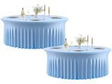 2 Pack Baby Blue Spandex Round Table Cloth for 72 in Tables, Stretchy Fitted 6FT Tablecloths for V1370-AZ4-01566