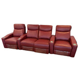 Chicago 4 Seat Home Theatre Genuine Leather Lounge with all Electric Recliners & 4 Cup Holders Red V195-CHICAGORED