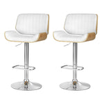 Artiss 2x Bar Stools Adjustable Leather Chairs BA-TW-8092-WHX2