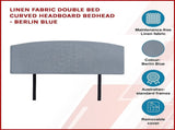 Linen Fabric Double Bed Curved Headboard Bedhead - Berlin Blue V63-839751