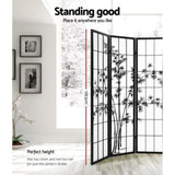 Artiss 4 Panel Room Divider Screen 174x179cm Bamboo Black White RD-5019-4P-BK