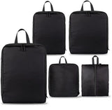 5-Piece Black Compression Packing Cube Set, Water-Resistant Luggage Organizers for Suitcases and V1188-MS-731-002