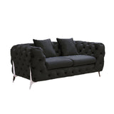Grand Tufted Lounge - Black Velvet - Silver Legs V292-L-GR-B-3-2-1-S