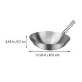 1pc Stainless Steel Single Handle Wok Practical Wok Kitchen Utensil V1366-AZ2-W-21475