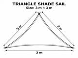 3 x 3 x 3 m Triangle HDPE Shade Sail - Beige Breathable Outdoor Sun Shade Canopy with Reinforced V888-ELOSUNG57605