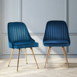 Artiss Dining Chairs Set of 2 Velvet Channel Tufted Blue UPHO-D-DIN203C-VEL-BLX2