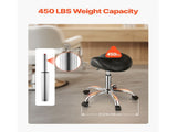 Saddle Rolling Stool, PU Leather Rolling Stool with Wheels, 360&deg Swivel Drafting Stool with V952-MADHSJSMADWK1IEB9V0