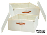 2 Pack Shoe Organizer Zipper Clear Lid Fabric Shoe Storage Box Space Saving Beige Shoe Holder for V985-SHOEORGANIZER