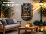 Gardeon Solar Fountain Water Feature Lion Head Wall Fountain 67cm Brown FOUNT-WALL-LION-BR