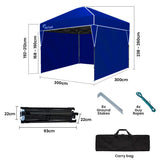 RED TRACK 3x3m Ultra Compact Folding Gazebo, Walls, Carry bag, Portable Outdoor Popup Marquee for V219-OTDGZBRT3WBA