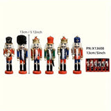 Nutcracker Soldier Figurine Set, Christmas Decorations, Birthday Gift, Hand-painted Nutcrackers, V1106-128-74122-RED-12PCS
