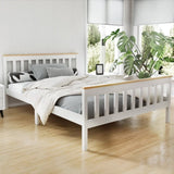 Artiss Bed Frame Double Size Wooden White PONY WBED-D-TC18-137-AB