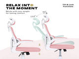 Work Office Chair - Lumber Support, Flip-up Armrest, Adjustable Headrest SITIO - Pink V274-FT-OC-2656A-WHPK