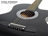 Karrera 38in Cutaway Acoustic Guitar with Carry Bag - Black CC38-BK