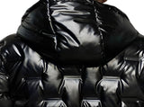 abbee Black Large Winter Hooded Glossy Down Jacket Stylish Lightweight Quilted Warm Puffer Coat DJ-9800A
