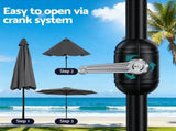 Instahut Outdoor Umbrella 2.9m Market Umbrella with String Light Tilt Charcoal Shade XFEL-UMB-FLAP-LED-CO