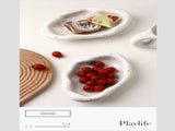 Speckled White Ceramic Tray Set Jewelry Organizer & Fruit Dish for Home V1107-CS-PMBTCSNP