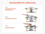 Chafing Dish Buffet Set, 5 Qt 4 Pack, Stainless Steel Chafer with 4 Full Size Pans, Round Catering V952-YXBXGSTGK4JT0HGMLV0
