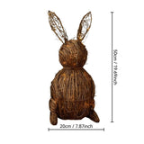 Easter Decorations Wicker Bunny Decor Large Rattan Bunny with Linen Bow Woven Outdoor Wicker Topiary V1370-AZ4-13324
