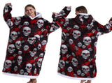 Blue Christmas Edition Oversized Hooded Blanket for Adults - Ultra Soft & Warm Wearable Fleece Throw V888-ELOSUNG50123