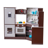 VEVOR Kitchen Playset Kids Pretend Cooking Play Toy 24 Piece Accessories Brown V952-ZTCFWJTZZJSMU245GV9