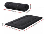Giselle Bedding 10cm Japanese Floor Mattress Foldable Futon Mattress Washable Cover Straps FM-FUTON-100-10-BK