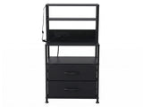Artiss Bedside Table Tall Nightstand with Charging Station Drawers LED Black FUR-V-BS01-LED-BK