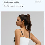 Black M Size Women's Linear Sports Set - Polyester Spandex Blend with Adjustable Straps, Removable V888-ELOSUNG53889