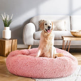 i.Pet Pet Bed Dog Cat 90cm Large Calming Soft Plush Pink PET-BED-D90-PK