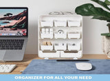 Desk Storage Organizer with 11 Mini Drawers - 4 Tier Plastic Desk Accessories & Workspace Organizers V1192-AZ-W-12164