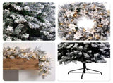 Christabelle Snow-Tipped Snowflocked Tree 61cm Snow Wreath Colonial with Lights 2.74m Garland S CMB-BXS211SN-WG