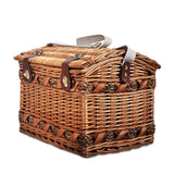 Alfresco 4 Person Picnic Basket Set Storage Blanket PICNIC-4PPL-CHEESE-BR