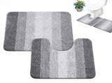 2 Piece Bath Mat Set with Toilet Mat, Absorbent Non Slip Microfiber Bathroom Rug, Grey V1237-ZY-917-208