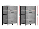 Artiss Set of 2 Chest of 4 Drawers Storage Dresser Tallboy Grey DIY-CDR-4D-GYX2