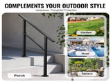 Outdoor Handrails for Steps, 2-3 Step Stair Rail Kit, Black Square Tube with Horizontal Bar, Carbon V952-FGDHGZLSLZFSL90M7V0
