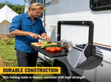 Aumerage Aluminium Folding Caravan Table Lockable, Space-Saving Portable Table with 50kg Capacity, V1181-AT005-BK