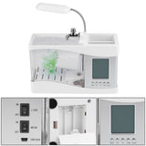 Multifunctional USB Rechargeable Mini Fish Tank Aquarium with Clock Function LED Light White V1294-YM0727-JY05831-01