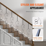 VEVOR Staircase Metal Balusters, 44'' x 1/2" Galvanized Steel Decorative Banister Spindles, 5 Pack S V952-ZXKLGZ5G44YCUP3IFV0