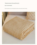200*230cm Light tan Solid Colour Flannel Throw Blanket - Thick Double-Sided Fleece with Ribbed V888-ELOSUNG50715